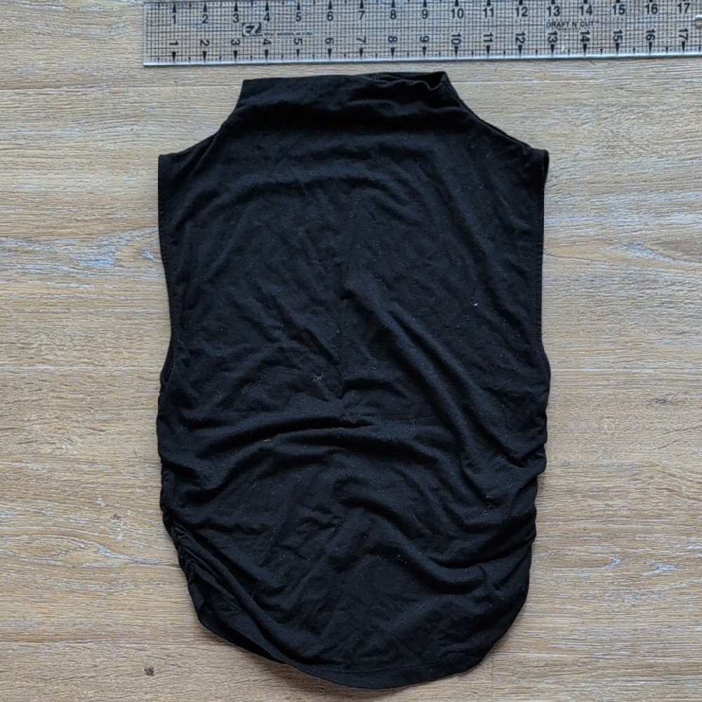 Old Navy Black Mock Neck Tank Top With Ruched Sides